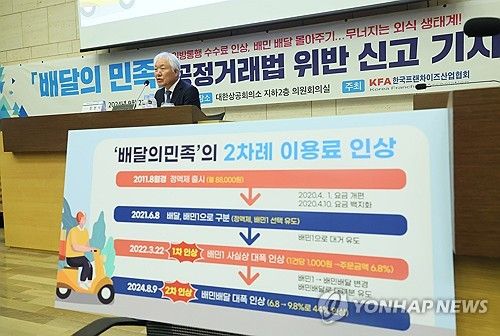 프랜차이즈 "배민, 독과점지위로 배달수수료 인상…공정위 신고"