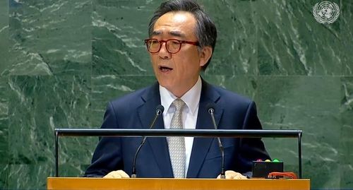 유엔총회 기조연설 하는 조태열 외교장관