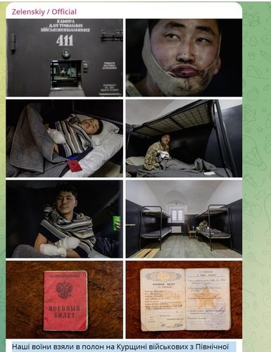 볼로디미르 젤렌스키 우크라이나 대통령이 북한군 2명 생포했다며 게재한 사진