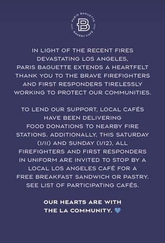 SPC 파리바게뜨, LA 산불진화 소방관에게 제품 기부