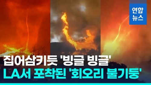 [영상] 시속 100km 강풍에 긴장고조…LA산불 현장서 '불 토네이도' 포착 - 2