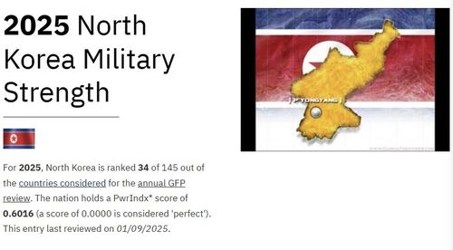 GFP 세계 군사력 랭킹 "북 재래식 군사력 세계 34위…한국은 5위"
