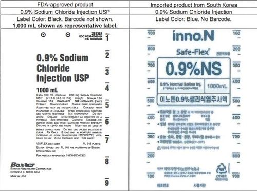 미국 박스터 수액제와 HK이노엔 수액제 비교