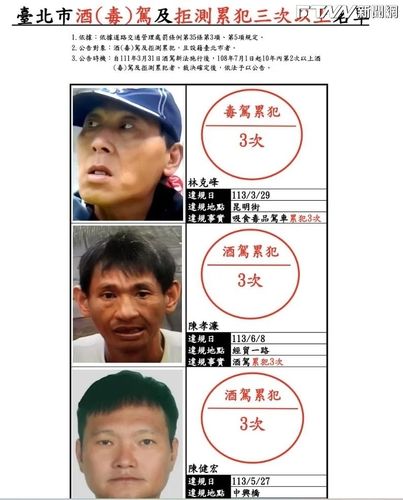 타이베이시 음주운전 상습범 공개 전단