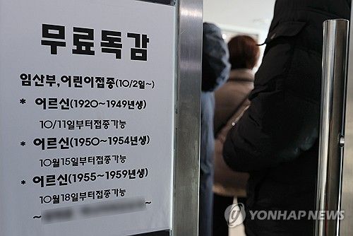 의원에 붙은 독감백신 무료접종 안내문
