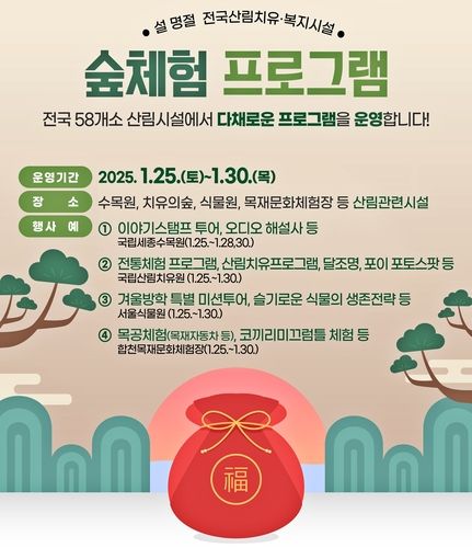 설 연휴 전국 산림치유·복지시설 숲 체험 프로그램