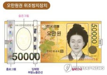 오만원권 위조방지장치