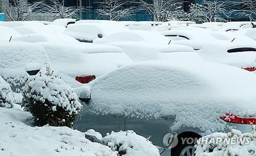 폭설에 파묻힌 자동차