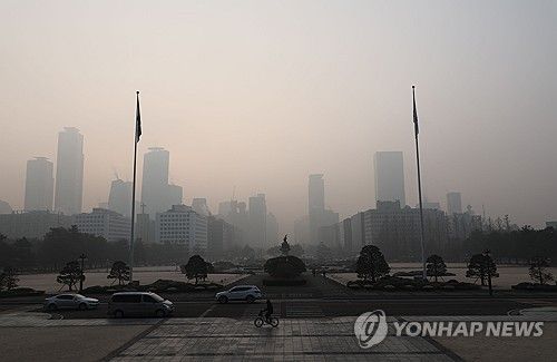 전국 미세먼지 농도 '나쁨' 수준