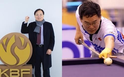 대한당구연맹 회장 선거에 출마한 김기홍(왼쪽) 후보와 서수길(오른쪽) 후보