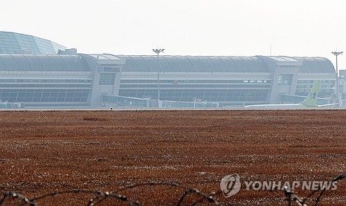안개 낀 무안국제공항 활주로