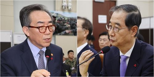 조태열 외교부장관(왼쪽)과 한덕수 국무총리