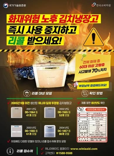 "리콜 대상 김치냉장고 화재 작년에도 121건…꼭 확인해야" - 1