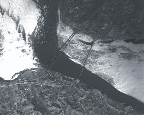 한강철교와 한강인도교 항공사진 (1946년 10월 16일 촬영)