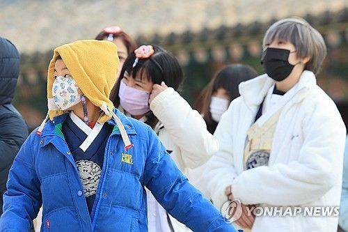 마스크 쓰고 설명 듣는 외국인 관광객(기사와 직접 관련 없음)