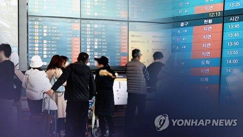 폭설에 하늘길도 막혀…공항서 승객들 '발동동'(CG)