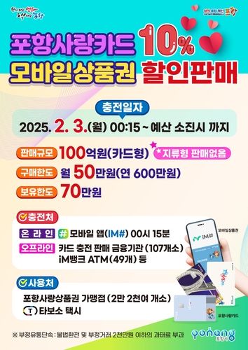 포항사랑카드 할인 판매
