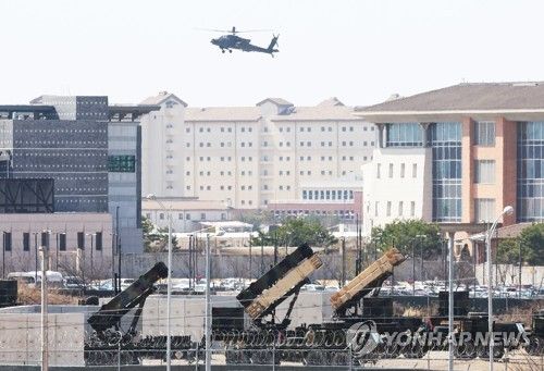 주한미군 기지에 배치된 패트리엇 방공미사일