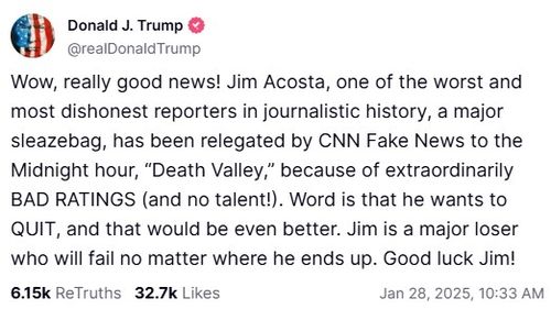 아코스타 사직 소식에 대한 트럼프 대통령 반응