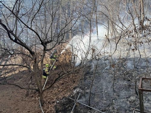 산불 진화 중인 소방 당국