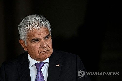 파라과이 대통령과의 정상 회담 전 대기하는 호세 라울 물리노 파나마 대통령