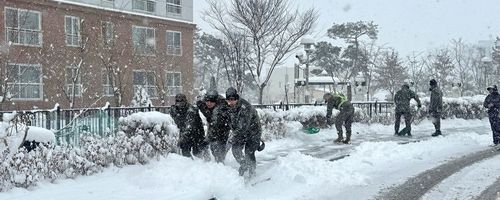 제설작업 중인 육군 35사단 장병들