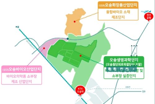 바이오의약품 소부장 특화단지 지정 현황도