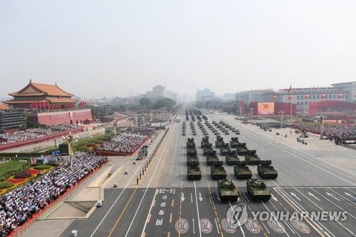 2019년 10월 1일 중국 베이징에서 열린 신중국 건국 70주년 열병식 모습.