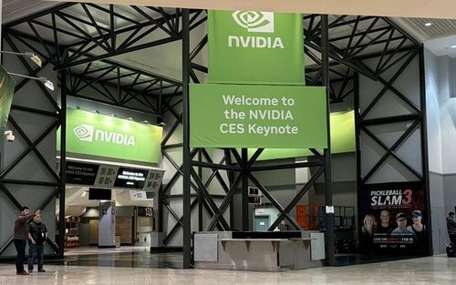 젠슨 황 엔비디아 CEO 기조연설이 열리는 CES 미셀로브 울트라 아레나 입구