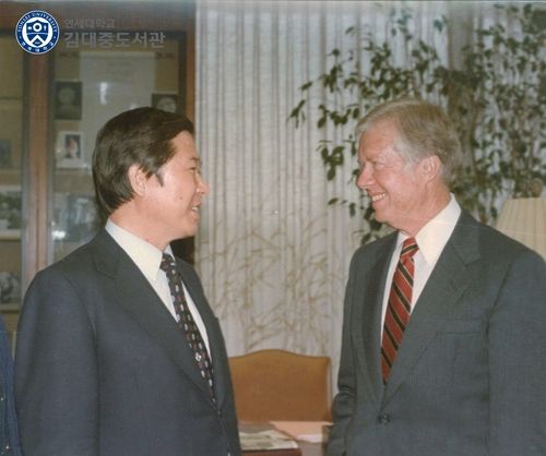 1983년 3월 30일 김대중 전 대통령과 지미 카터 전 미국 대통령 회동 사진