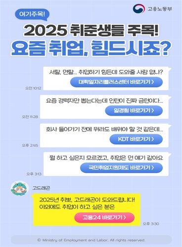 2025년 졸업예정자 대상 정책 안내 예시 카톡 [노동부 제공. 재판매 및 DB 금지]