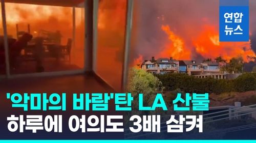 [영상] 고급주택 집어삼키고 '활활'…'악마의 바람' 타고 LA 산불 확산 - 2