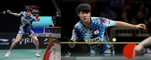 WTT 도하대회 남자복식 8강에 오른 조대성(왼쪽)-오준성 콤비