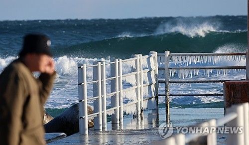 파도가 얼어붙었다