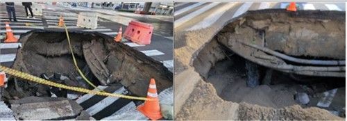 지난 4월 13, 14일 부산 사상∼하단선 도시철도 공사 구간에서 발생한 땅꺼짐