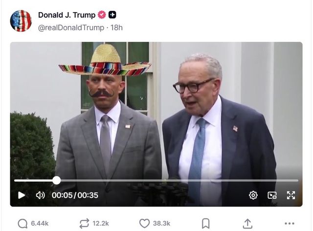 민주당 지도부를 조롱한 트럼프의 게시물