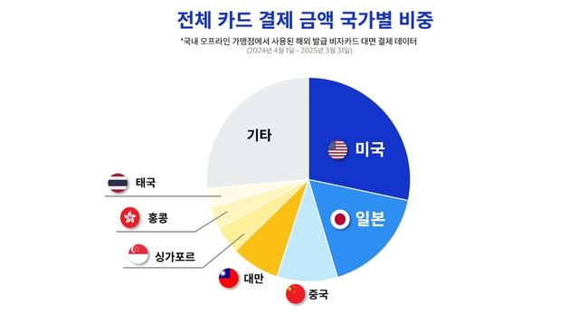 외국인 관광객 한국 비자카드 지출 현황 [비자카드 제공] 