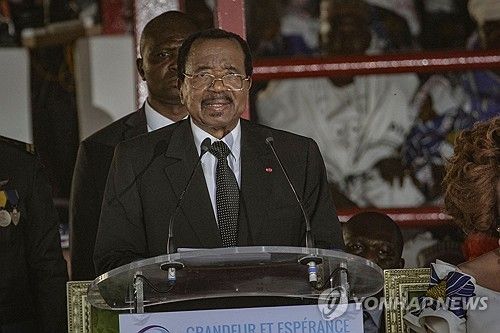 폴 비야 카메룬 대통령이 이달 7일 대선 유세에 나선 모습