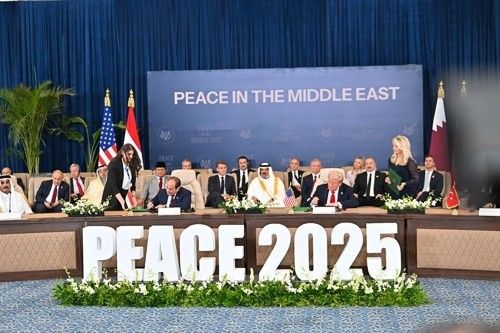 가자평화선언 서명하는 휴전 중재국 정상들