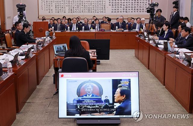 대법 국정감사장 재생되는 대통령 대선 후보 당시 인터뷰