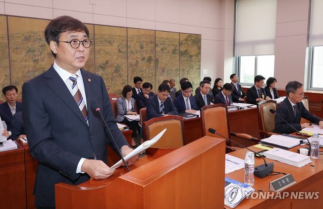 국정감사에서 발언하는 최휘영 문체부 장관