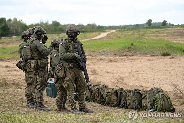 군사 훈련에 참여한 폴란드 군인들 