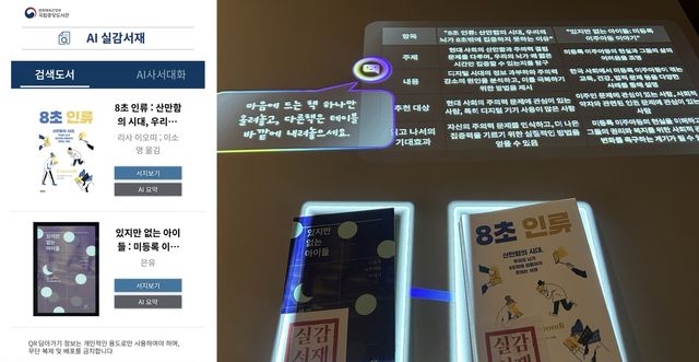 국립중앙도서관 AI 실감 서재 활용 모습 
