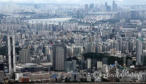 서울 송파구 롯데월드타워 전망대에서 바라본 서울 전경