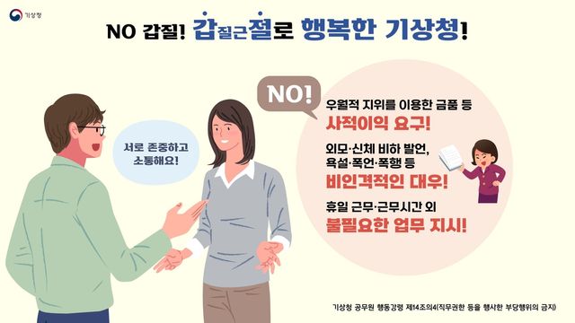 기상청이 개발한 직장 내 갑질 근절을 위한 컴퓨터 화면보호기 이미지. [이용우 의원실 제공. 재판매 및 DB 금지]