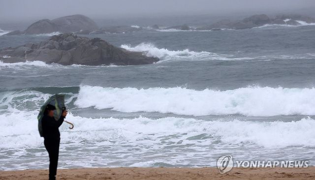 비 내리는 경포해변