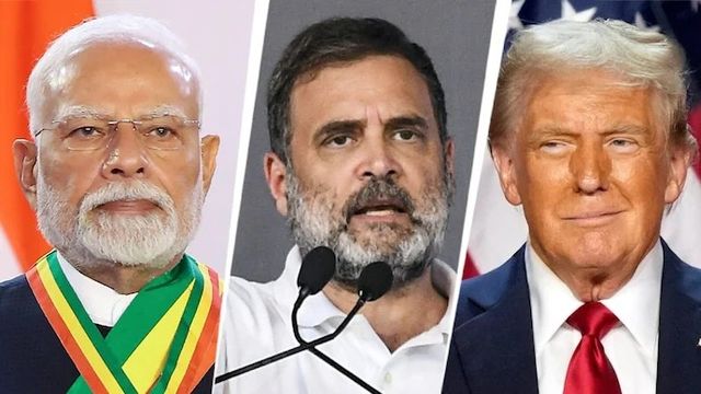 모디 인도 총리와 간디 INC 전 총재, 트럼프 미국 대통령(왼쪽부터)