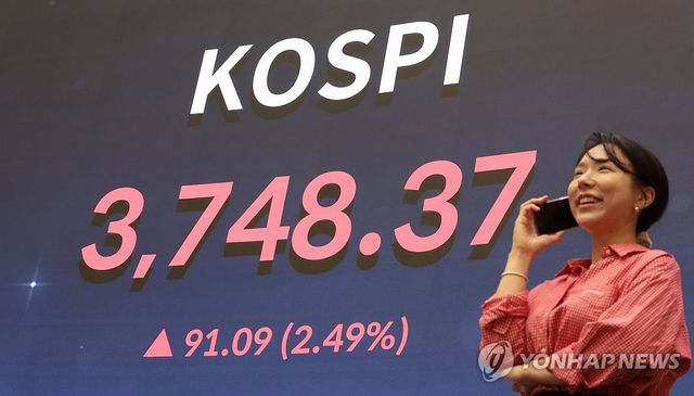 코스피 최고치로 마감