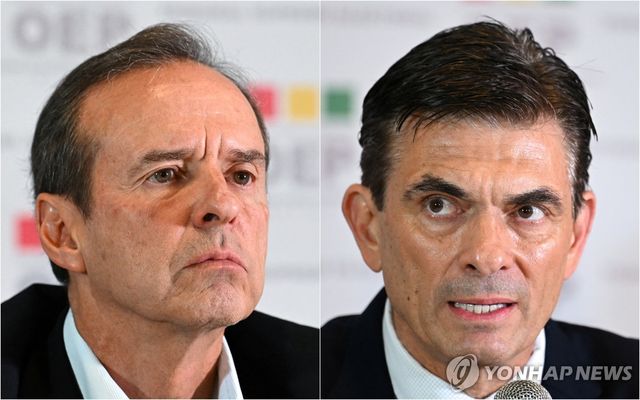 볼리비아 대선 결선에서 맞붙는 호르헤 키로가 후보(왼쪽)와 로드리고 파스 후보