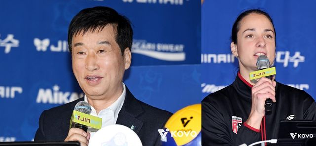 김호철 IBK기업은행 감독과 정관장의 엘리사 자네테 